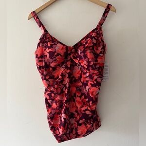 NEW!! L.L. Bean Floral Sunblocking Tankini Top Swimwear UPF 50+ Lycra Xtra Life